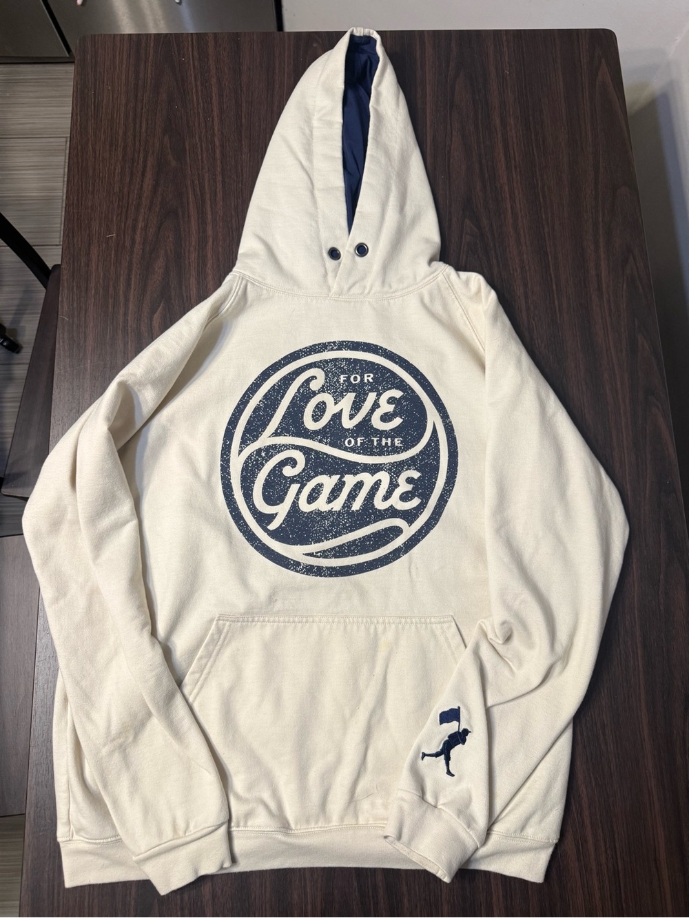 Cream Hoodie with Navy "For Love of the Game" Graphic